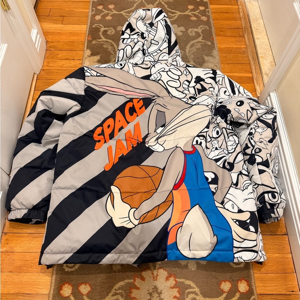Members Only Space Jam Puffer Jacket - Black, White, and Orange - Picture 5 of 10